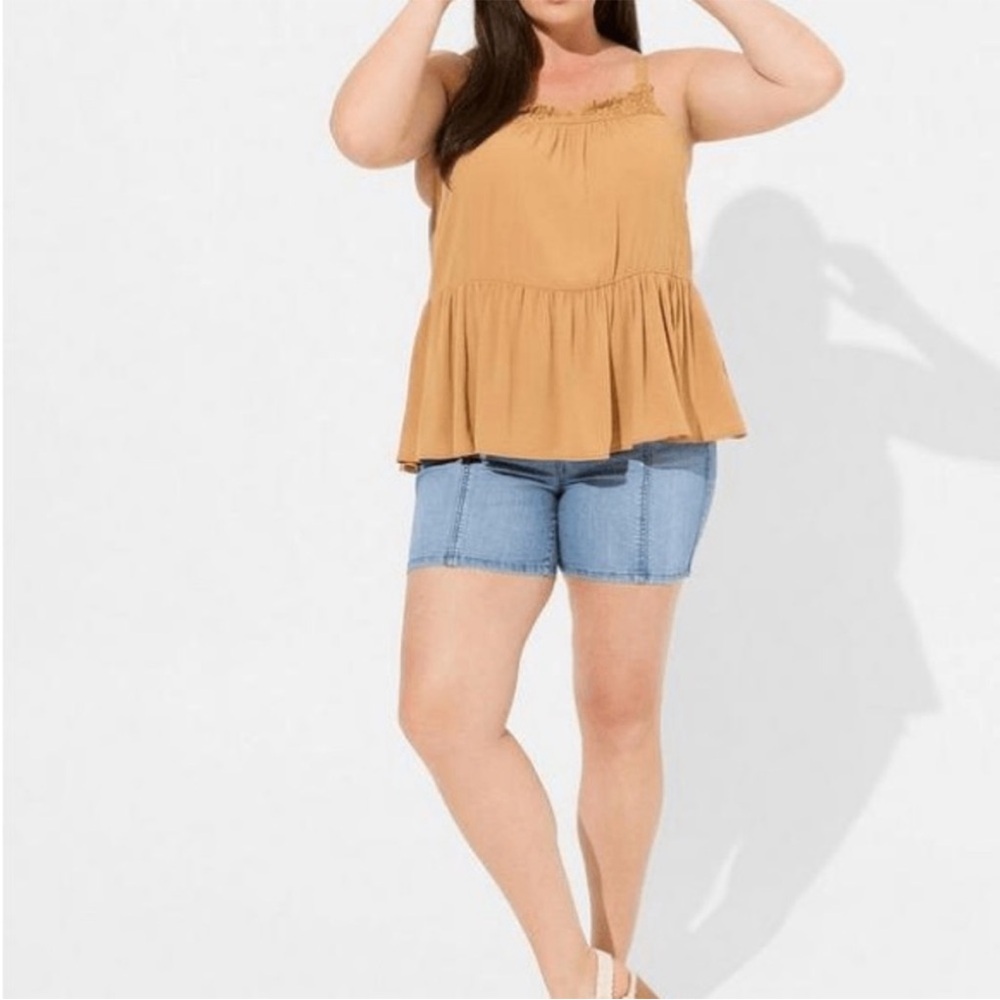 torrid Mustard Ruffle Trim Tank Top - Picture 3 of 5